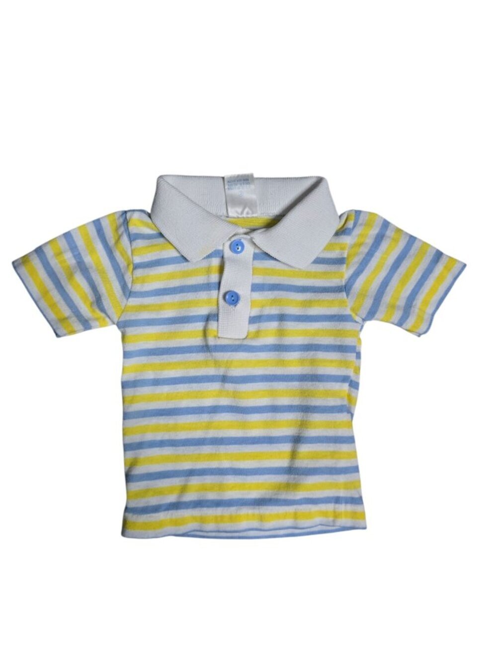 Vintage 80s 90s Yellow Blue Preppy Polo Tshirt